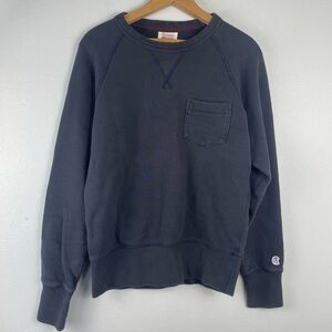 Champion x Todd Snyder Sweatshirt Mens XS Black Crewneck Pocket Minimalist